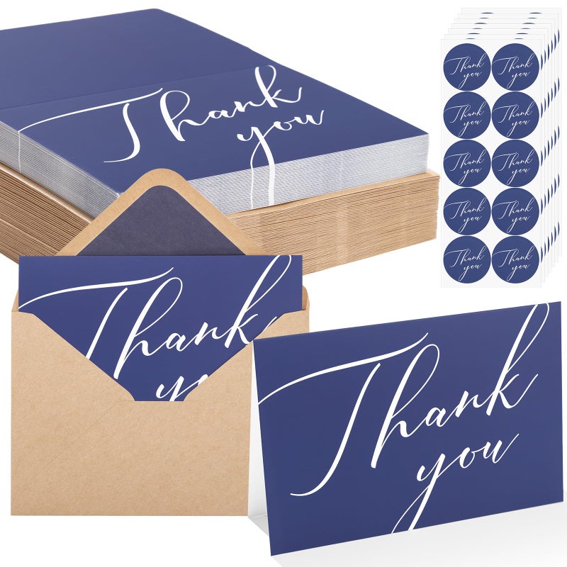 Thboxes 50 Pack Thank You Cards with Envelopes, 4x6 Inch Thank You Cards Bulk Blank Notes Card with Envelopes & Stickers for Wedding, Baby Shower, Bridal Shower, Birthday, Thanksgiving, Christmas - Image 1